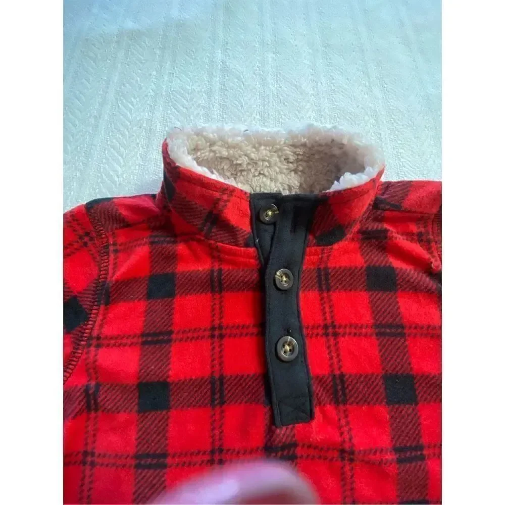 CARTERS BOYS 3T Buffalo Check Fleece Pullover & Jogger Pants Set